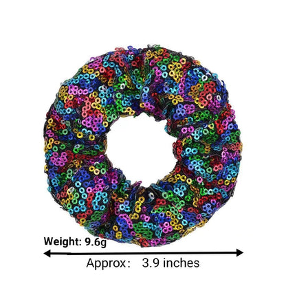 PNEIFON 4-Pack Sequin Hair Scrunchies - Sparkly Glitter Scrunchies Elastic Stretch Hair Ties for Girls and Women (Style 1)