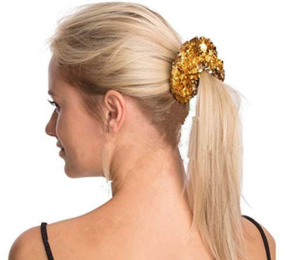 PNEIFON 4-Pack Sequin Hair Scrunchies - Sparkly Glitter Scrunchies Elastic Stretch Hair Ties for Girls and Women (Style 1)