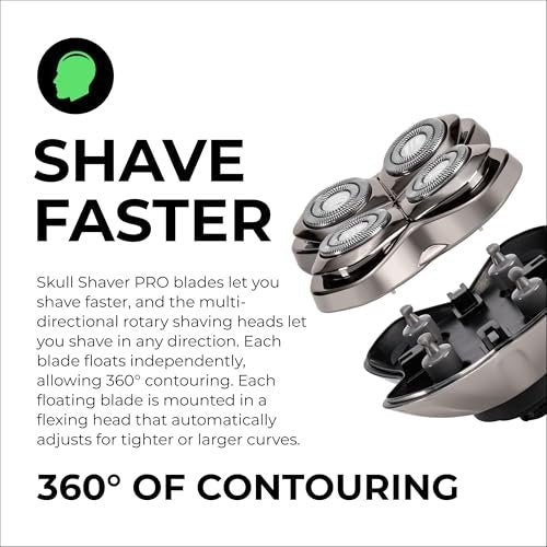 Skull Shaver Forte PRO 4 Head Replacement Blade for Wet & Dry Shaving - Rotary Heads - Japanese Stainless Steel - Compatible with Pitbull, Palm & Butterfly Kiss Shavers Avelisse