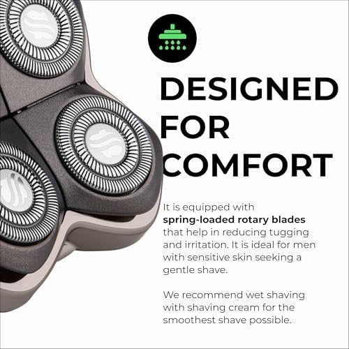Skull Shaver Forte PRO 4 Head Replacement Blade for Wet & Dry Shaving - Rotary Heads - Japanese Stainless Steel - Compatible with Pitbull, Palm & Butterfly Kiss Shavers Avelisse