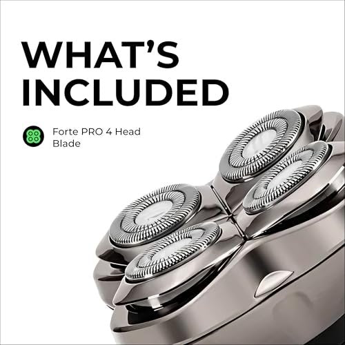 Skull Shaver Forte PRO 4 Head Replacement Blade for Wet & Dry Shaving - Rotary Heads - Japanese Stainless Steel - Compatible with Pitbull, Palm & Butterfly Kiss Shavers Avelisse