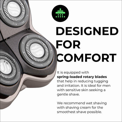 Skull Shaver Forte PRO 4 Head Replacement Blade for Wet & Dry Shaving - Rotary Heads - Japanese Stainless Steel - Compatible with Pitbull, Palm & Butterfly Kiss Shavers Avelisse