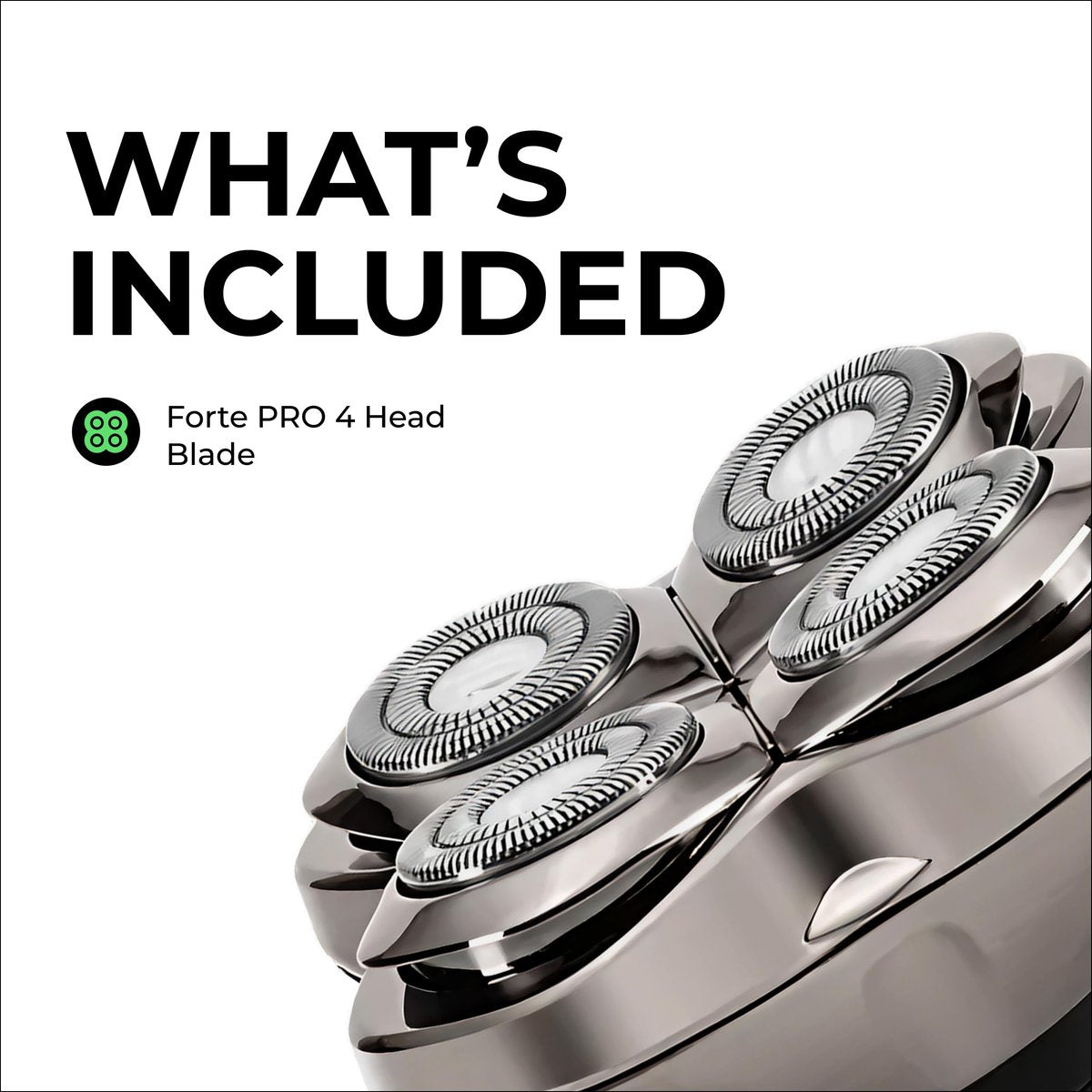 Skull Shaver Forte PRO 4 Head Replacement Blade for Wet & Dry Shaving - Rotary Heads - Japanese Stainless Steel - Compatible with Pitbull, Palm & Butterfly Kiss Shavers Avelisse