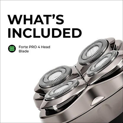 Skull Shaver Forte PRO 4 Head Replacement Blade for Wet & Dry Shaving - Rotary Heads - Japanese Stainless Steel - Compatible with Pitbull, Palm & Butterfly Kiss Shavers Avelisse