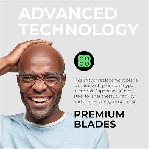Skull Shaver Forte PRO 4 Head Replacement Blade for Wet & Dry Shaving - Rotary Heads - Japanese Stainless Steel - Compatible with Pitbull, Palm & Butterfly Kiss Shavers Avelisse