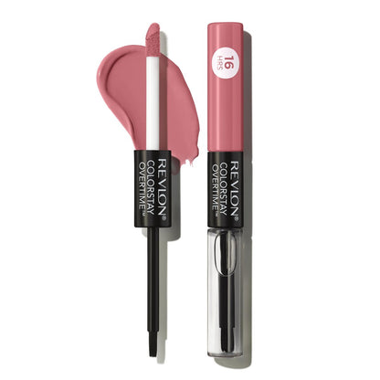 Revlon ColorStay Overtime Lipcolor with Clear Lip Gloss - 550 Blush Hour, 0.07 Fl Oz - Long-Lasting Liquid Lipstick