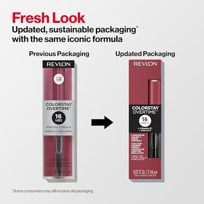 Revlon ColorStay Overtime Lipcolor with Clear Lip Gloss - 550 Blush Hour, 0.07 Fl Oz - Long-Lasting Liquid Lipstick