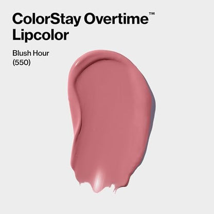 Revlon ColorStay Overtime Lipcolor with Clear Lip Gloss - 550 Blush Hour, 0.07 Fl Oz - Long-Lasting Liquid Lipstick