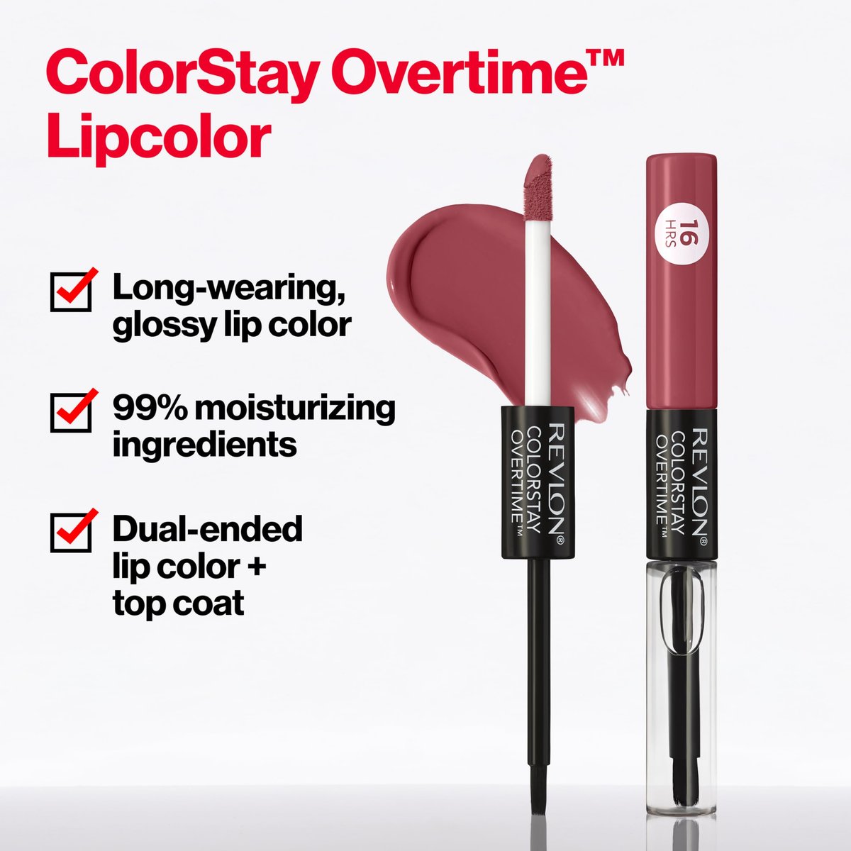 Revlon ColorStay Overtime Lipcolor with Clear Lip Gloss - 550 Blush Hour, 0.07 Fl Oz - Long-Lasting Liquid Lipstick - görsel 9