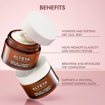 Alteya Organics Luminous Rose Pure Moisture Face Cream 50 ml - NaTrue Certified Organic, Lightweight Hydration for All Skin Types