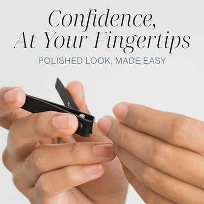 Tweezer Guru Nail Clippers - 2 Pack Professional Stainless Steel Toe & Finger Nail Clipper Set for Men, Women and Kids - Curved Edge, Matte Black