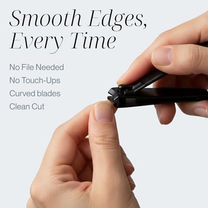Tweezer Guru Nail Clippers - 2 Pack Professional Stainless Steel Toe & Finger Nail Clipper Set for Men, Women and Kids - Curved Edge, Matte Black