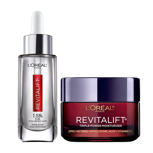L'Oreal Paris Revitalift 1.5% Pure Hyaluronic Acid Face Serum + Triple Power Anti-Aging Face Moisturizer, 2-Piece Kit Avelisse