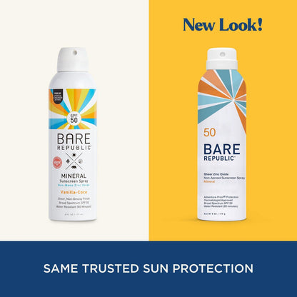 Bare Republic Mineral Sunscreen SPF 50 Sunblock Spray – Sheer, Non-Greasy, Vanilla Coco Scent (6 fl oz) Avelisse