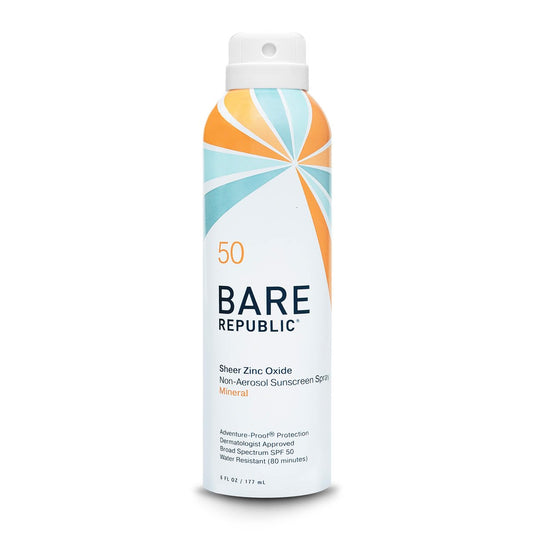 Bare Republic Mineral Sunscreen SPF 50 Sunblock Spray – Sheer, Non-Greasy, Vanilla Coco Scent (6 fl oz) Avelisse