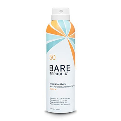 Bare Republic Mineral Sunscreen SPF 50 Sunblock Spray – Sheer, Non-Greasy, Vanilla Coco Scent (6 fl oz) Avelisse