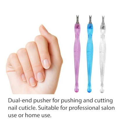 LUXXII 3-Pack Color Practical Cuticle Pushers & Dead Skin Remover - Nail Art Tools for Pedicure & Manicure