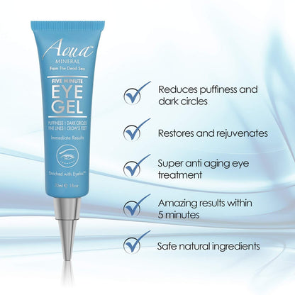 Aqua Mineral Puffy Eye GEL – Instant Results, Naturally Rapid Reduction Eye Gel for Wrinkles, Puffiness and Bags – Hydrating Eye Gel with Green Tea Extract – 1 oz Avelisse