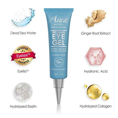 Aqua Mineral Puffy Eye GEL – Instant Results, Naturally Rapid Reduction Eye Gel for Wrinkles, Puffiness and Bags – Hydrating Eye Gel with Green Tea Extract – 1 oz Avelisse