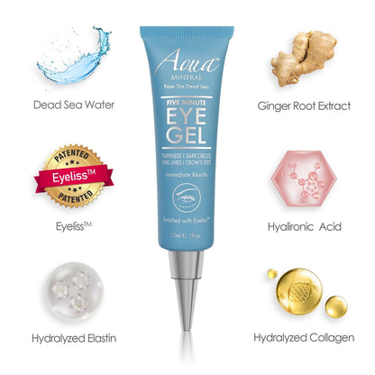 Aqua Mineral Puffy Eye GEL – Instant Results, Naturally Rapid Reduction Eye Gel for Wrinkles, Puffiness and Bags – Hydrating Eye Gel with Green Tea Extract – 1 oz Avelisse