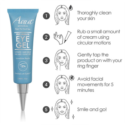 Aqua Mineral Puffy Eye GEL – Instant Results, Naturally Rapid Reduction Eye Gel for Wrinkles, Puffiness and Bags – Hydrating Eye Gel with Green Tea Extract – 1 oz Avelisse