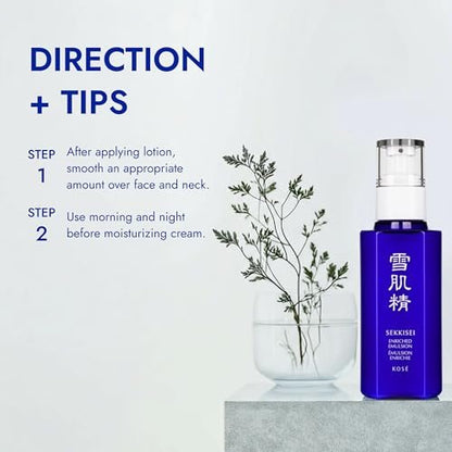 SEKKISEI Enriched Emulsion Hydrating Face Cream Serum - 4.7 oz | Intense Moisturizer for Radiant Skin Avelisse