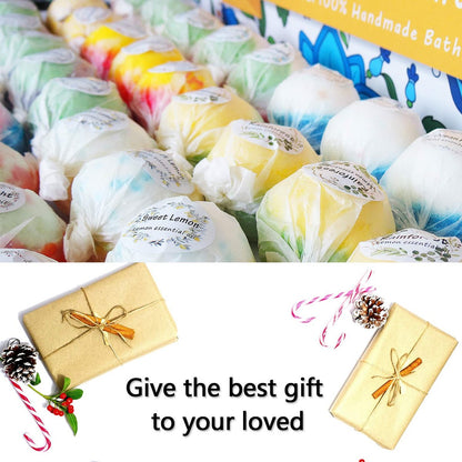 Nagaliving 50 Handmade Bath Bombs Gift Set – Assorted Mint, Rose, Lavender, Lemon, Kiwi – Bulk Bath Bombs for Kids, Women, Men – Fizzing Bath Gifts for Valentine's Day, Christmas & Anniversaries Avelisse