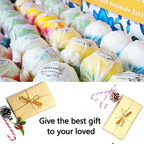 Nagaliving 50 Handmade Bath Bombs Gift Set – Assorted Mint, Rose, Lavender, Lemon, Kiwi – Bulk Bath Bombs for Kids, Women, Men – Fizzing Bath Gifts for Valentine's Day, Christmas & Anniversaries Avelisse