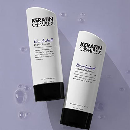 Keratin Complex Blondeshell Debrass Shampoo - Purple Toning Shampoo for Blonde, Silver, and Highlighted Hair - 13.5 oz