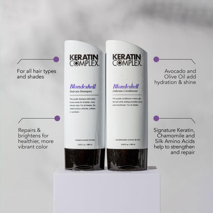 Keratin Complex Blondeshell Debrass Shampoo - Purple Toning Shampoo for Blonde, Silver, and Highlighted Hair - 13.5 oz