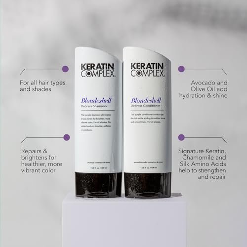 Keratin Complex Blondeshell Debrass Shampoo - Purple Toning Shampoo for Blonde, Silver, and Highlighted Hair - 13.5 oz - görsel 4