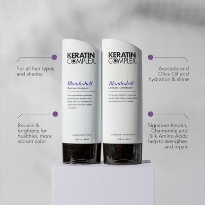 Keratin Complex Blondeshell Debrass Shampoo - Purple Toning Shampoo for Blonde, Silver, and Highlighted Hair - 13.5 oz