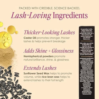Grande Cosmetics GrandeDRAMA Intense Thickening Black Mascara with Castor Oil - Volumizing, Conditioning, Buildable Formula (0.32 oz) Avelisse