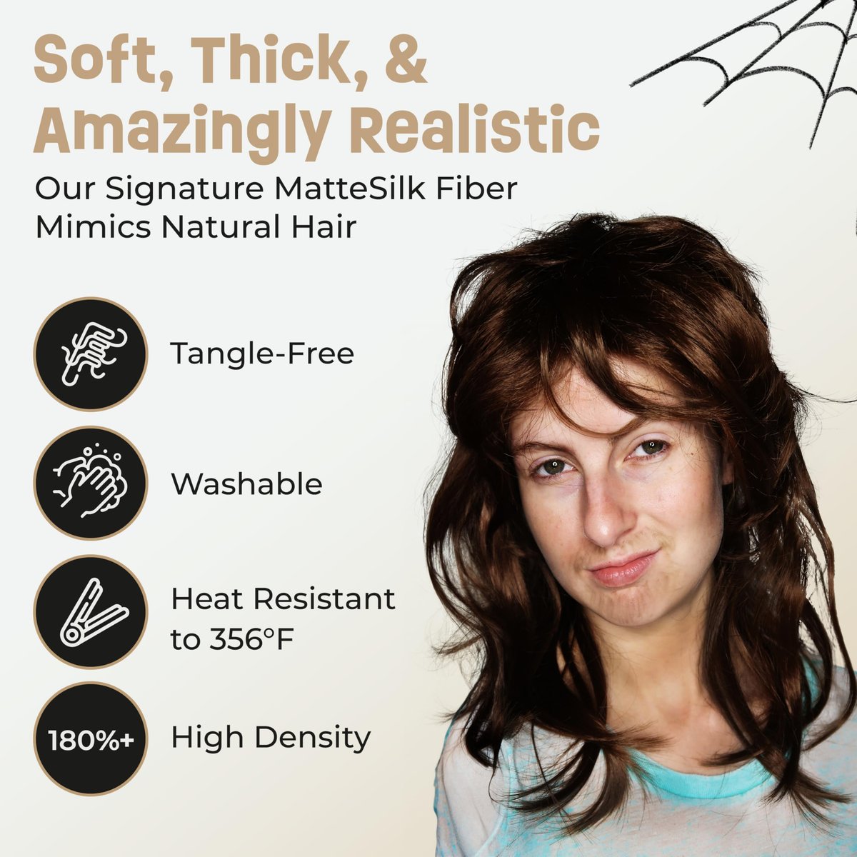 ALLAURA Brown Mullet Wig for Men - 80s Costume Mullet Wig - Joe Dirt Inspired Synthetic Wig - görsel 7