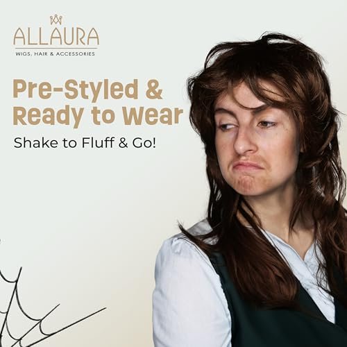 ALLAURA Brown Mullet Wig for Men - 80s Costume Mullet Wig - Joe Dirt Inspired Synthetic Wig - görsel 6