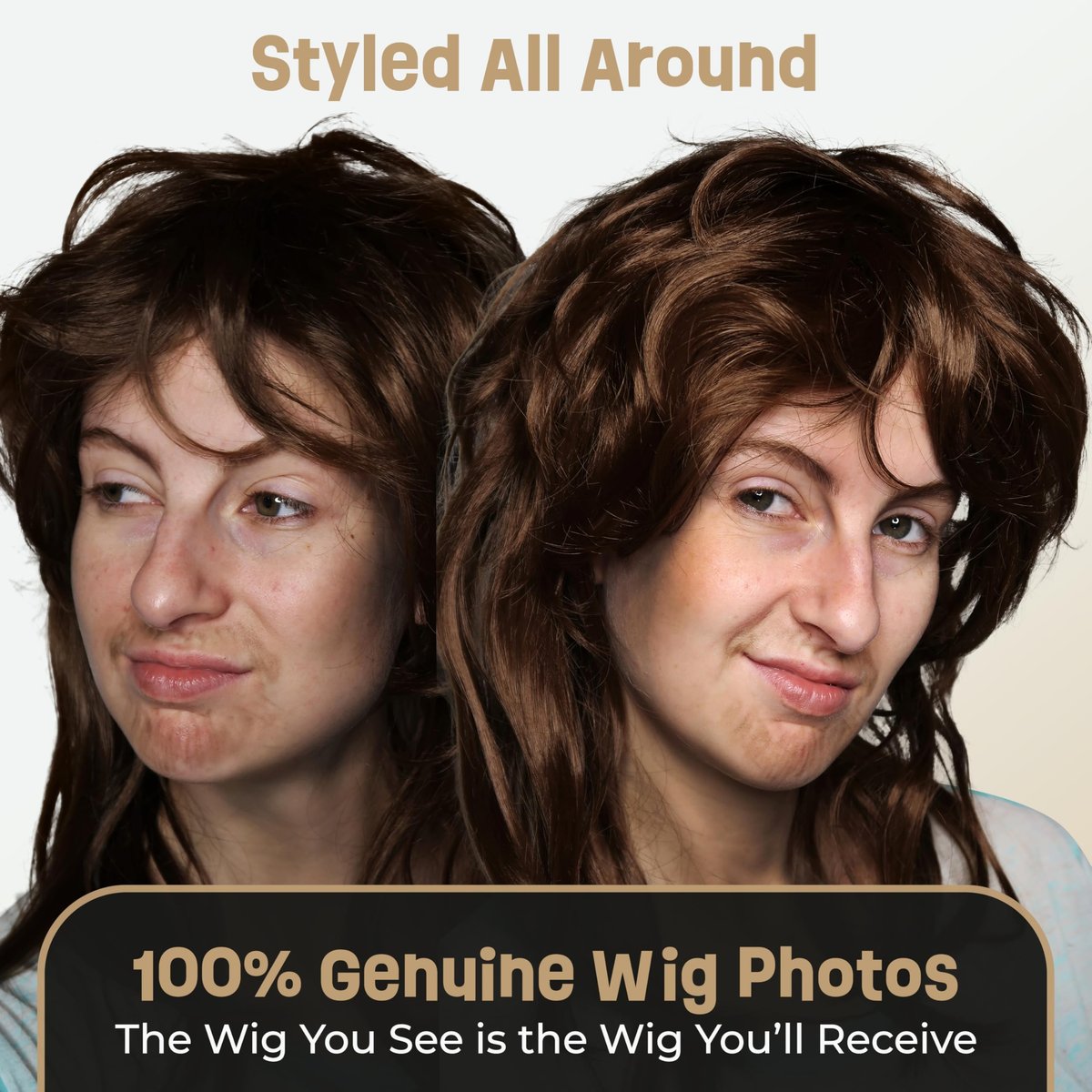 ALLAURA Brown Mullet Wig for Men - 80s Costume Mullet Wig - Joe Dirt Inspired Synthetic Wig - görsel 11