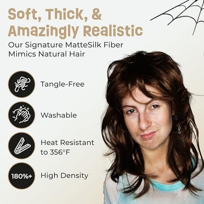 ALLAURA Brown Mullet Wig for Men - 80s Costume Mullet Wig - Joe Dirt Inspired Synthetic Wig