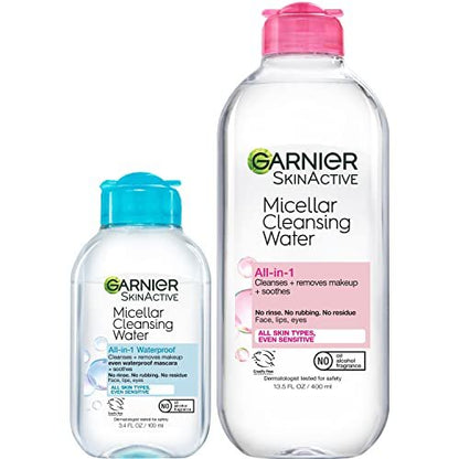 Garnier Micellar Cleansing Water Duo: For All Skin Types & Waterproof Makeup Remover - 13.5 fl oz + 3.4 fl oz