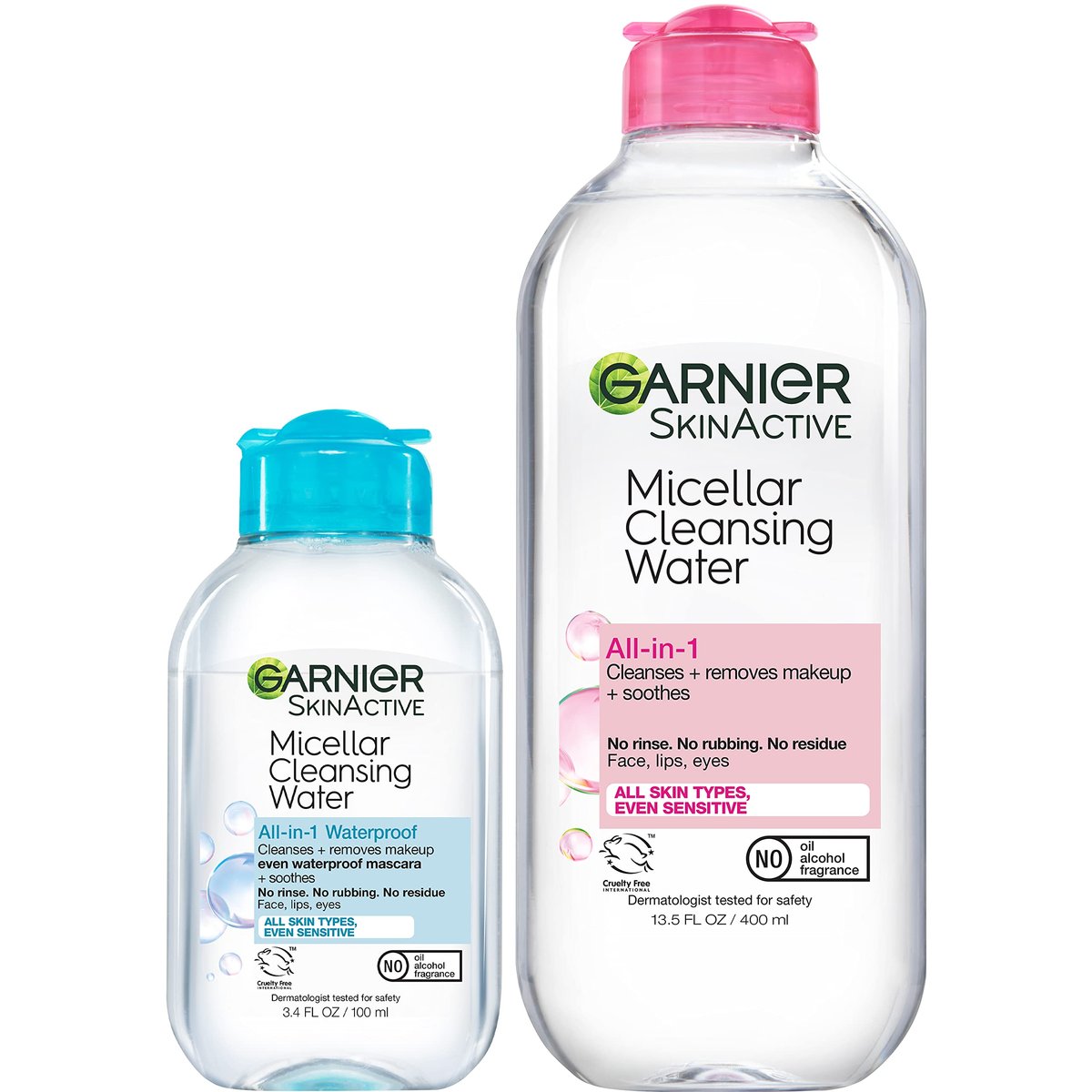 Garnier Micellar Cleansing Water Duo: For All Skin Types & Waterproof Makeup Remover - 13.5 fl oz + 3.4 fl oz - görsel 1