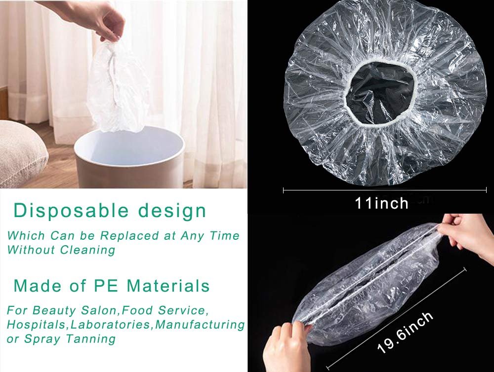 100 Disposable Clear Plastic Shower Caps for Hair Protection – Salon, Food Service, Hospital, Lab, Manufacturing, Tanning - görsel 3