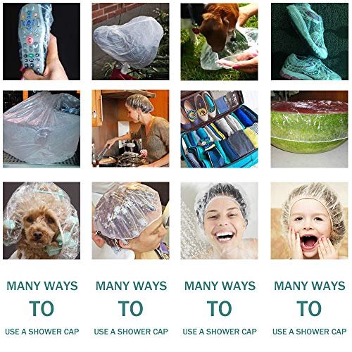 100 Disposable Clear Plastic Shower Caps for Hair Protection – Salon, Food Service, Hospital, Lab, Manufacturing, Tanning - görsel 8