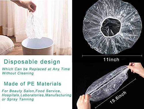 100 Disposable Clear Plastic Shower Caps for Hair Protection – Salon, Food Service, Hospital, Lab, Manufacturing, Tanning - görsel 4