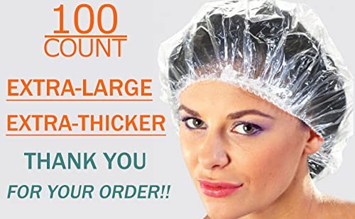 100 Disposable Clear Plastic Shower Caps for Hair Protection – Salon, Food Service, Hospital, Lab, Manufacturing, Tanning - görsel 13