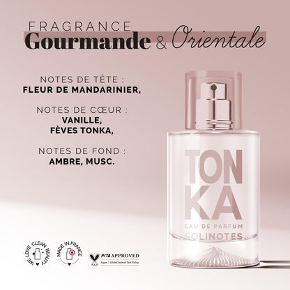 Solinotes Tonka Eau de Parfum – 1.7 Fl Oz / 50 ml – Unisex Fragrance – Delicate Floral & Soothing Scent – Vegan, Cruelty Free, Made in France