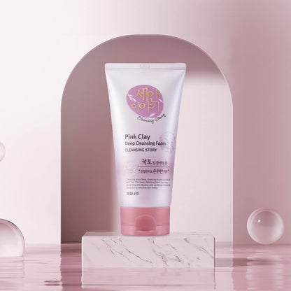 Kwailnara Cleansing Story Natural Facial Deep Foam Cleansing - Pink Clay, 5.19 oz