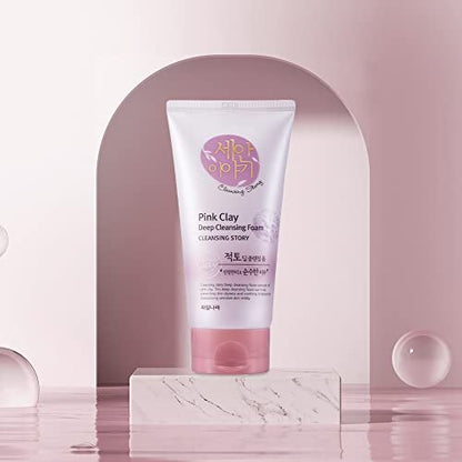 Kwailnara Cleansing Story Natural Facial Deep Foam Cleansing - Pink Clay, 5.19 oz