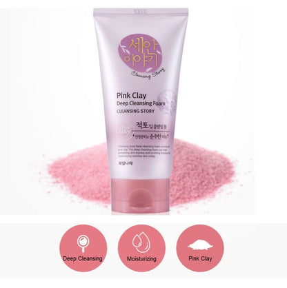 Kwailnara Cleansing Story Natural Facial Deep Foam Cleansing - Pink Clay, 5.19 oz
