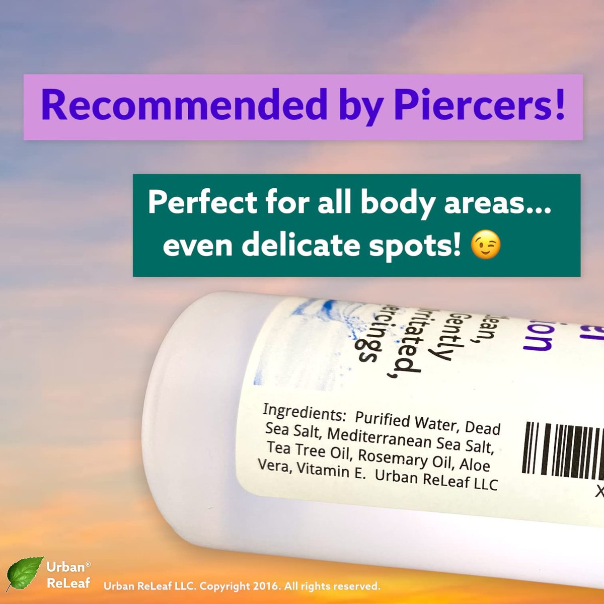 Urban ReLeaf PIERCING RELIEF Solution – 100% Natural Sea Salt, Tea Tree & Rosemary Aftercare Spray (4 oz) - görsel 8