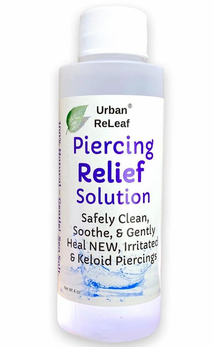 Urban ReLeaf PIERCING RELIEF Solution – 100% Natural Sea Salt, Tea Tree & Rosemary Aftercare Spray (4 oz)