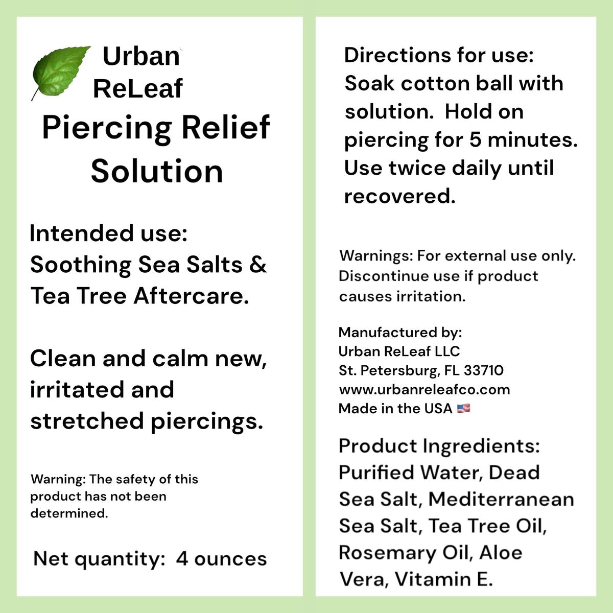 Urban ReLeaf PIERCING RELIEF Solution – 100% Natural Sea Salt, Tea Tree & Rosemary Aftercare Spray (4 oz) - görsel 14